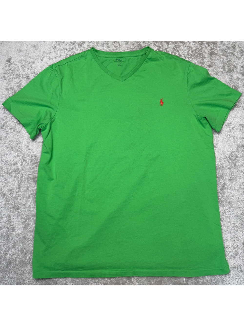 Polo Ralph Lauren Green Short Sleeve Cotton V neck T Shirt Mens Size L